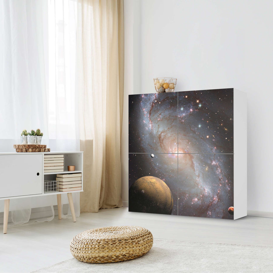 Klebefolie für Schränke Milky Way - IKEA Besta Schrank Quadratisch 4 Türen - Wohnzimmer