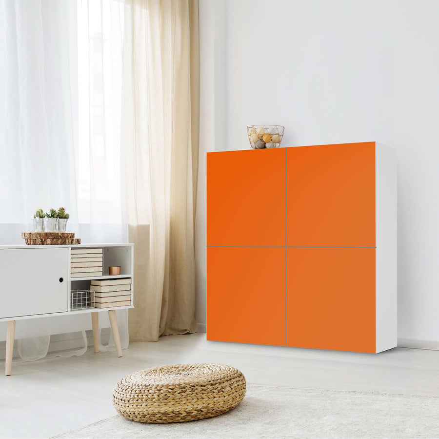 Klebefolie für Schränke Orange Dark - IKEA Besta Schrank Quadratisch 4 Türen - Wohnzimmer