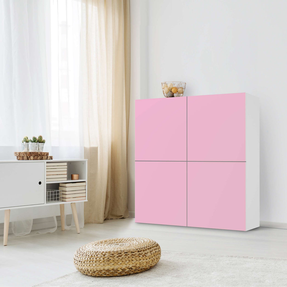 Klebefolie für Schränke Pink Light - IKEA Besta Schrank Quadratisch 4 Türen - Wohnzimmer
