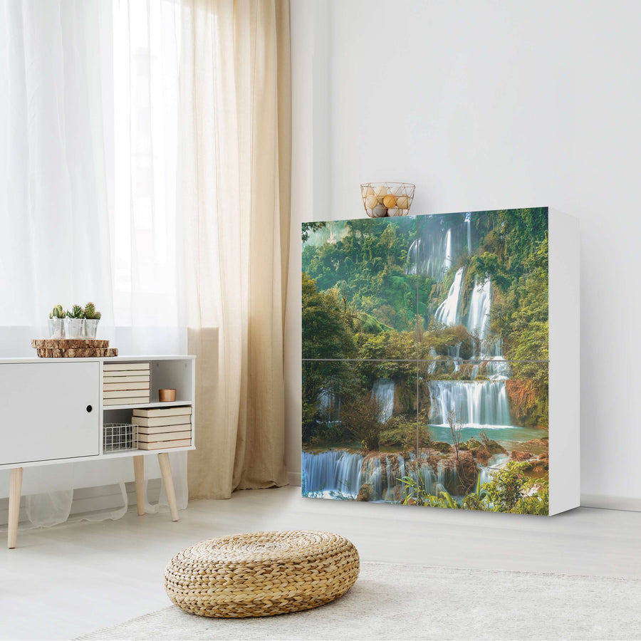 Klebefolie für Schränke Rainforest - IKEA Besta Schrank Quadratisch 4 Türen - Wohnzimmer