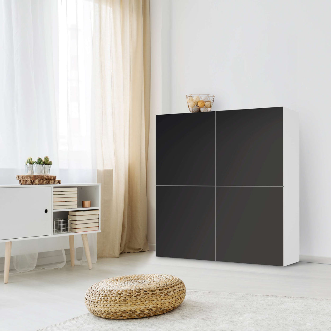 Klebefolie für Schränke Schwarz - IKEA Besta Schrank Quadratisch 4 Türen - Wohnzimmer