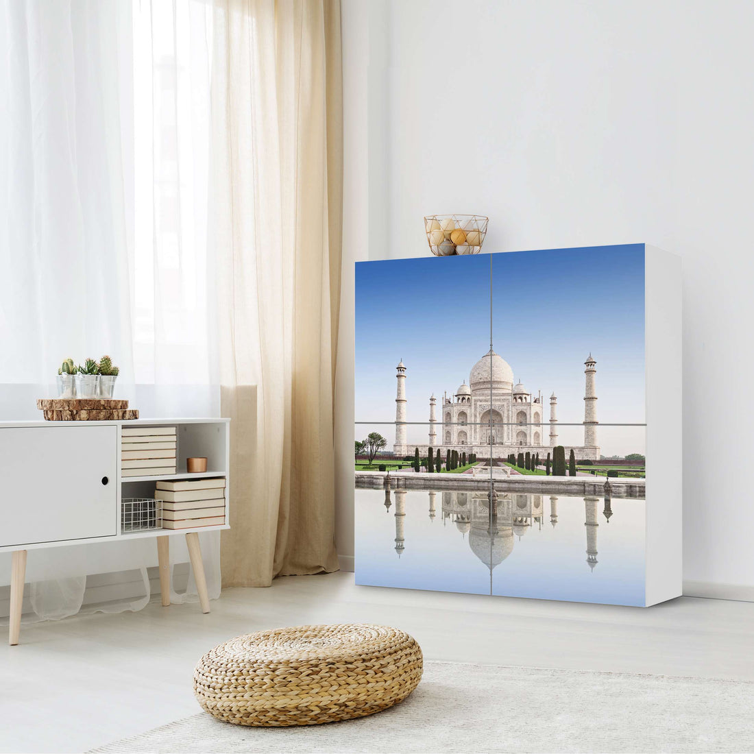 Klebefolie für Schränke Taj Mahal - IKEA Besta Schrank Quadratisch 4 Türen - Wohnzimmer