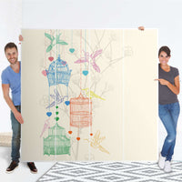 Klebefolie für Schränke Birdcage - IKEA Pax Schrank 201 cm Höhe - 4 Türen - Folie