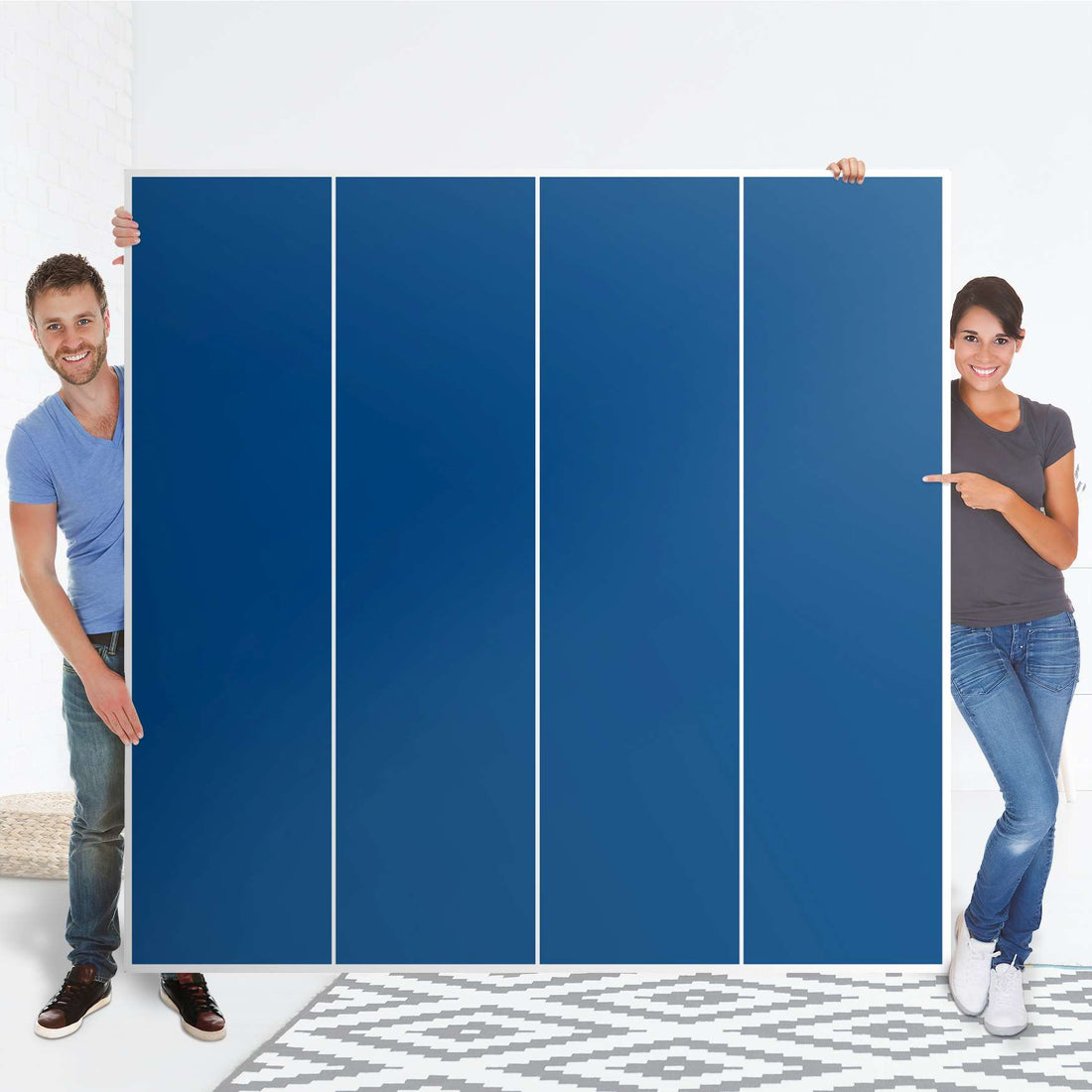 Klebefolie für Schränke Blau Dark - IKEA Pax Schrank 201 cm Höhe - 4 Türen - Folie
