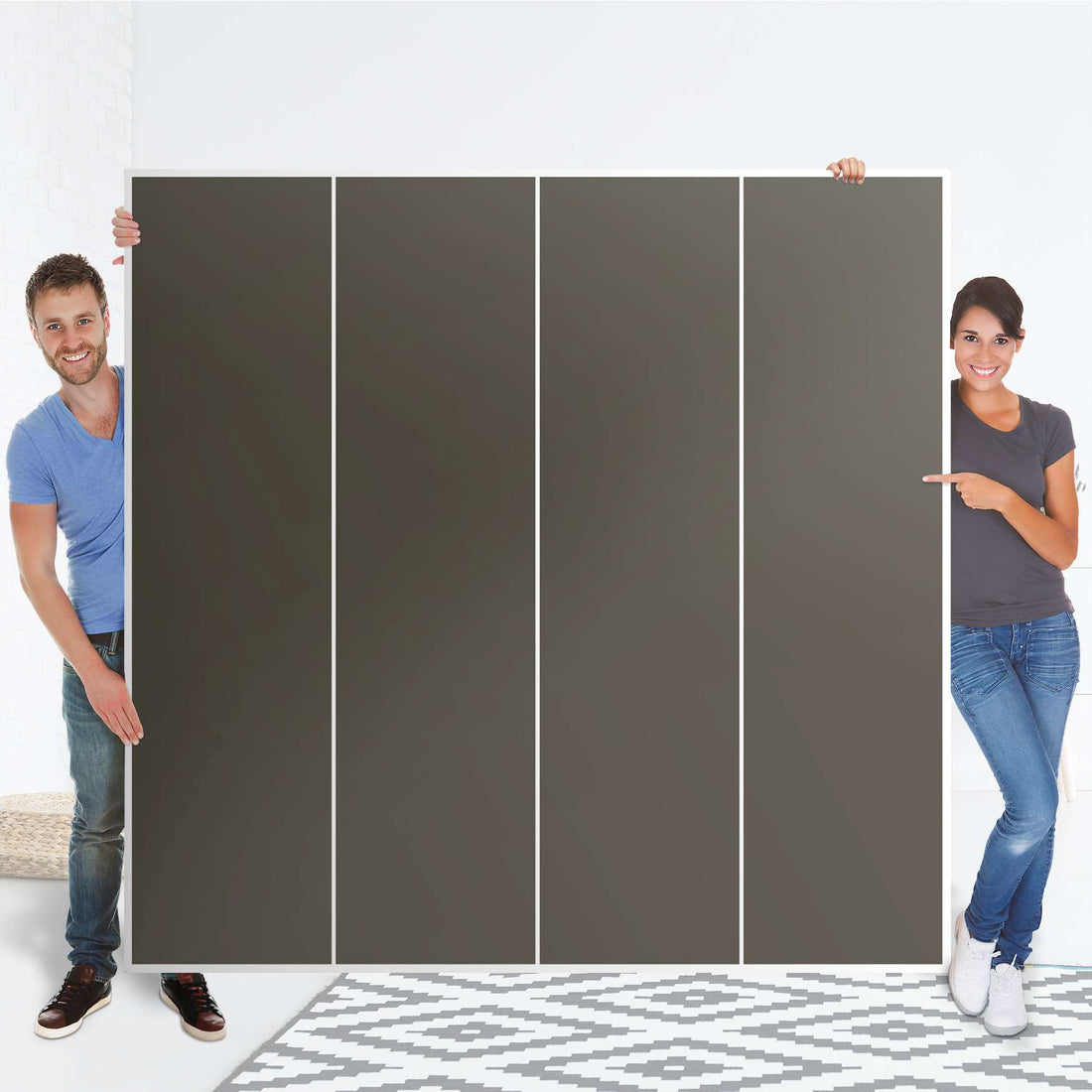 Klebefolie für Schränke Braungrau Dark - IKEA Pax Schrank 201 cm Höhe - 4 Türen - Folie