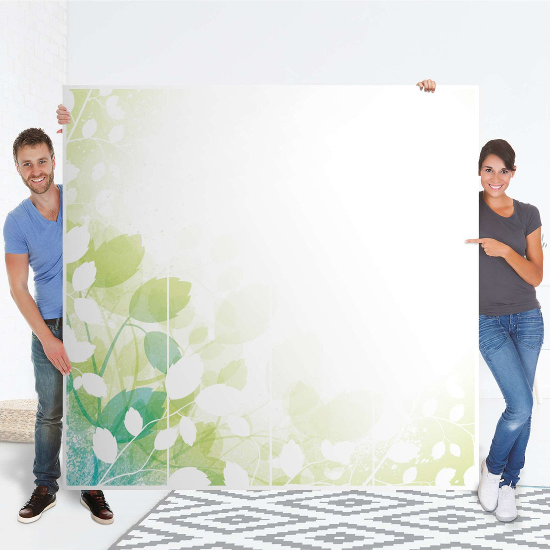 Klebefolie für Schränke Flower Light - IKEA Pax Schrank 201 cm Höhe - 4 Türen - Folie
