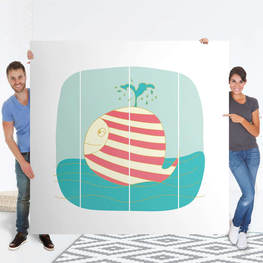 Klebefolie für Schränke Funny Wale - IKEA Pax Schrank 201 cm Höhe - 4 Türen - Folie
