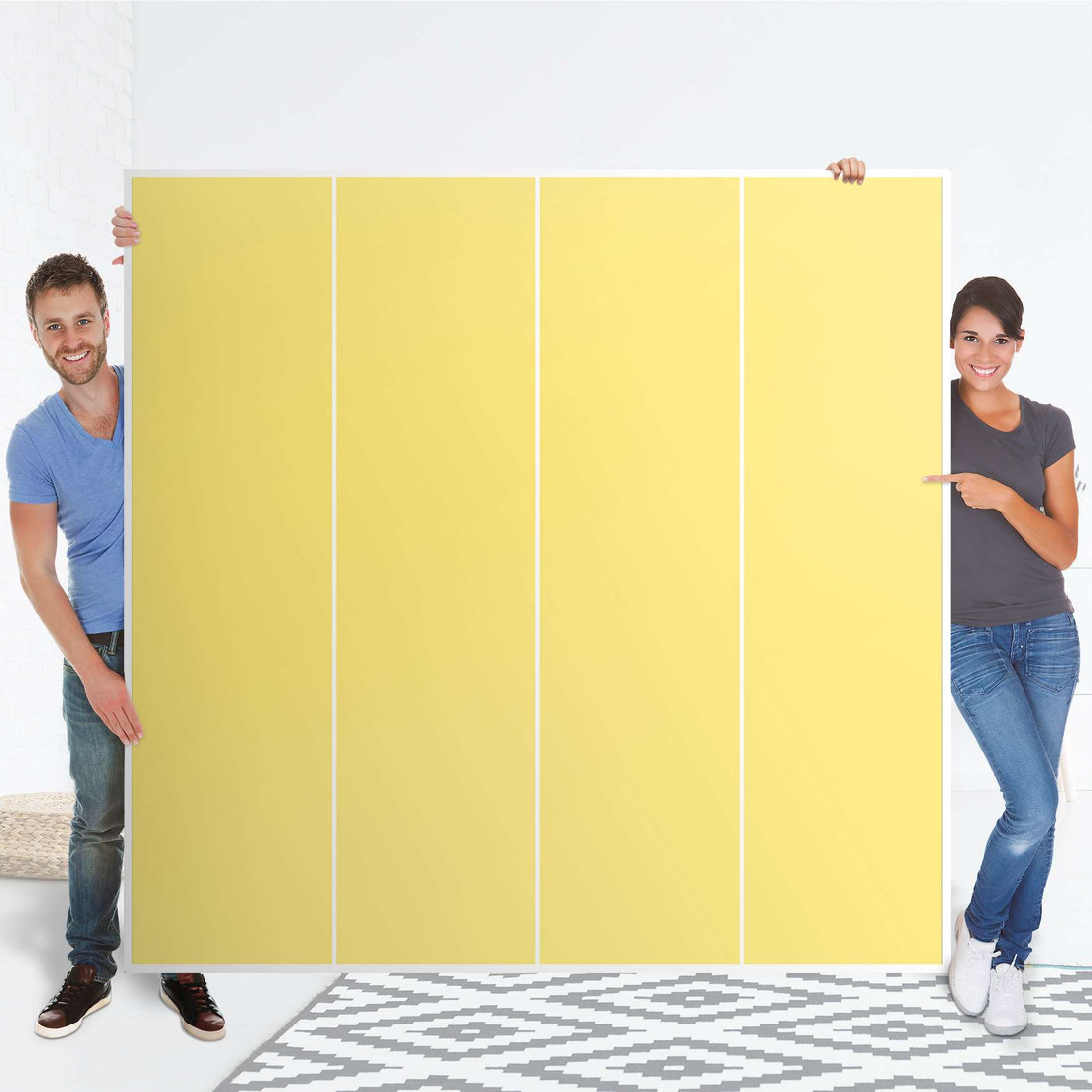 Klebefolie für Schränke Gelb Light - IKEA Pax Schrank 201 cm Höhe - 4 Türen - Folie
