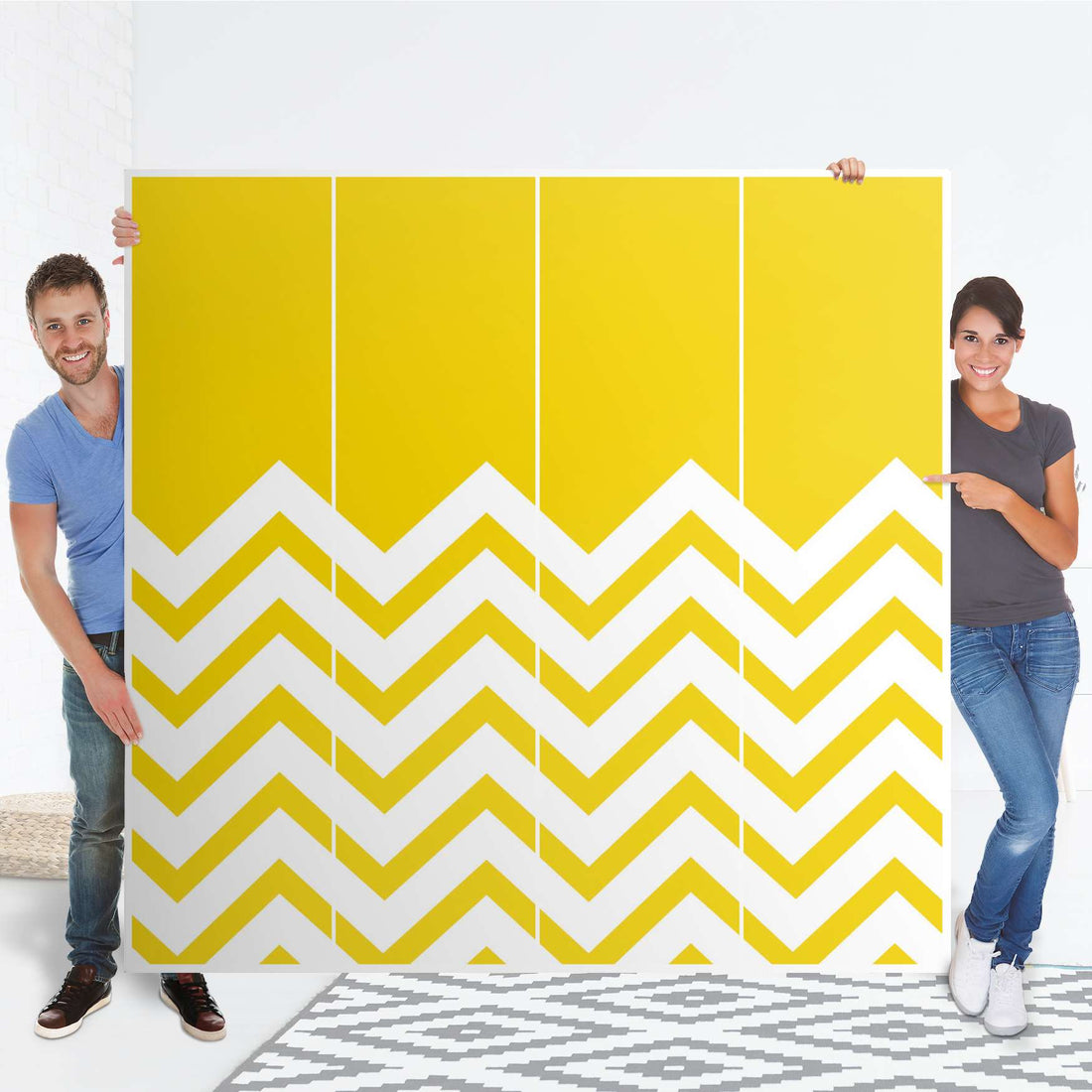 Klebefolie für Schränke Gelbe Zacken - IKEA Pax Schrank 201 cm Höhe - 4 Türen - Folie