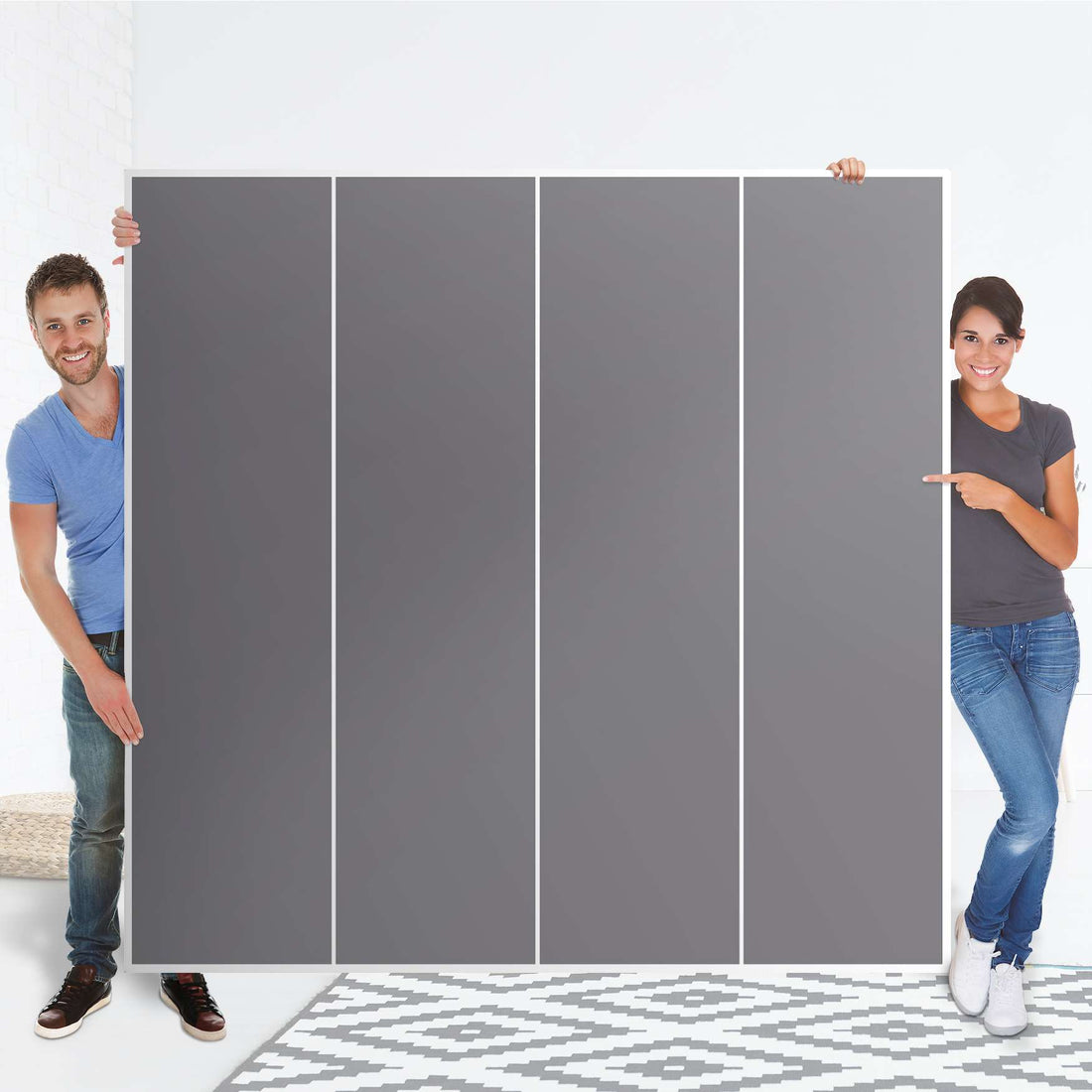 Klebefolie für Schränke Grau Light - IKEA Pax Schrank 201 cm Höhe - 4 Türen - Folie