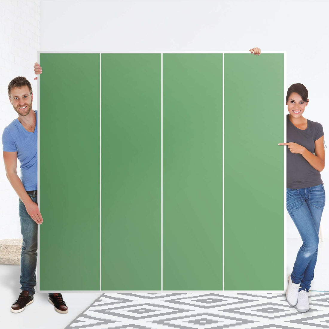 Klebefolie für Schränke Grün Light - IKEA Pax Schrank 201 cm Höhe - 4 Türen - Folie