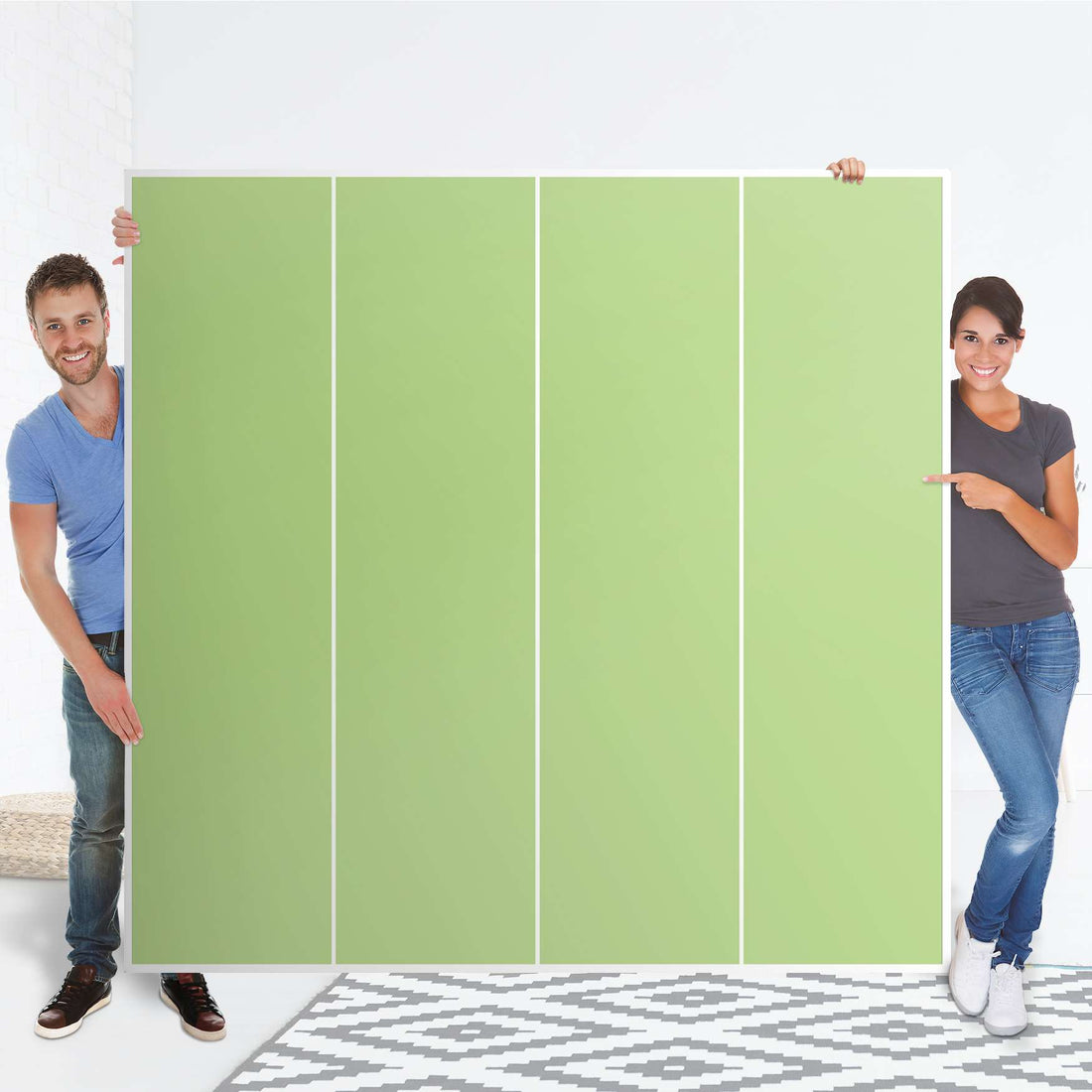 Klebefolie für Schränke Hellgrün Light - IKEA Pax Schrank 201 cm Höhe - 4 Türen - Folie