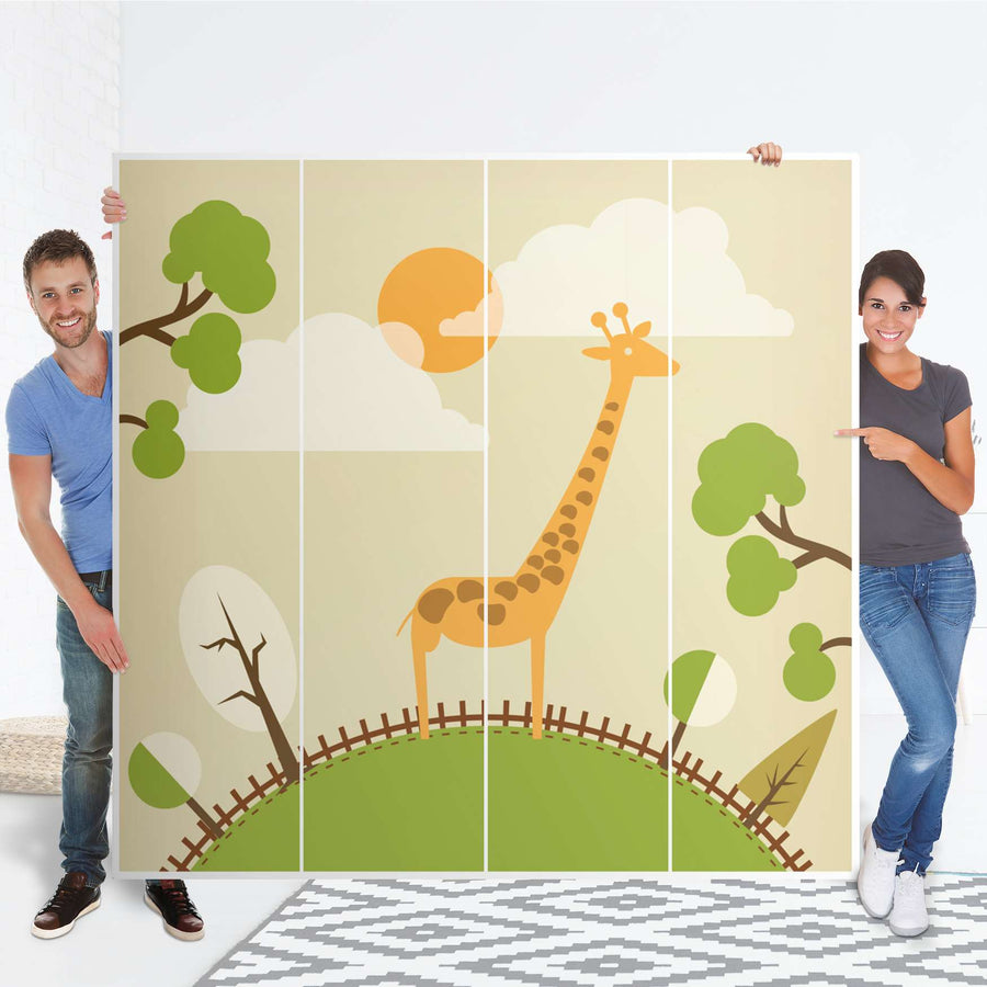 Klebefolie für Schränke Mountain Giraffe - IKEA Pax Schrank 201 cm Höhe - 4 Türen - Folie