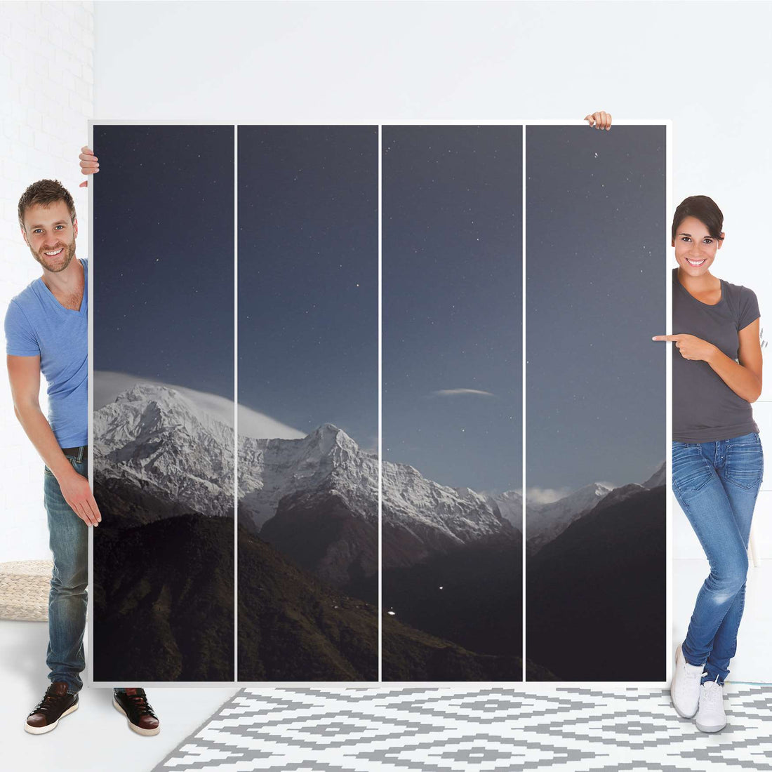 Klebefolie für Schränke Mountain Sky - IKEA Pax Schrank 201 cm Höhe - 4 Türen - Folie
