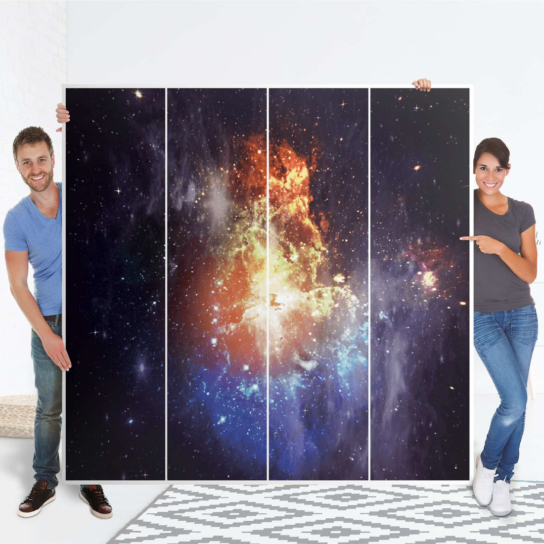 Klebefolie für Schränke Nebula - IKEA Pax Schrank 201 cm Höhe - 4 Türen - Folie