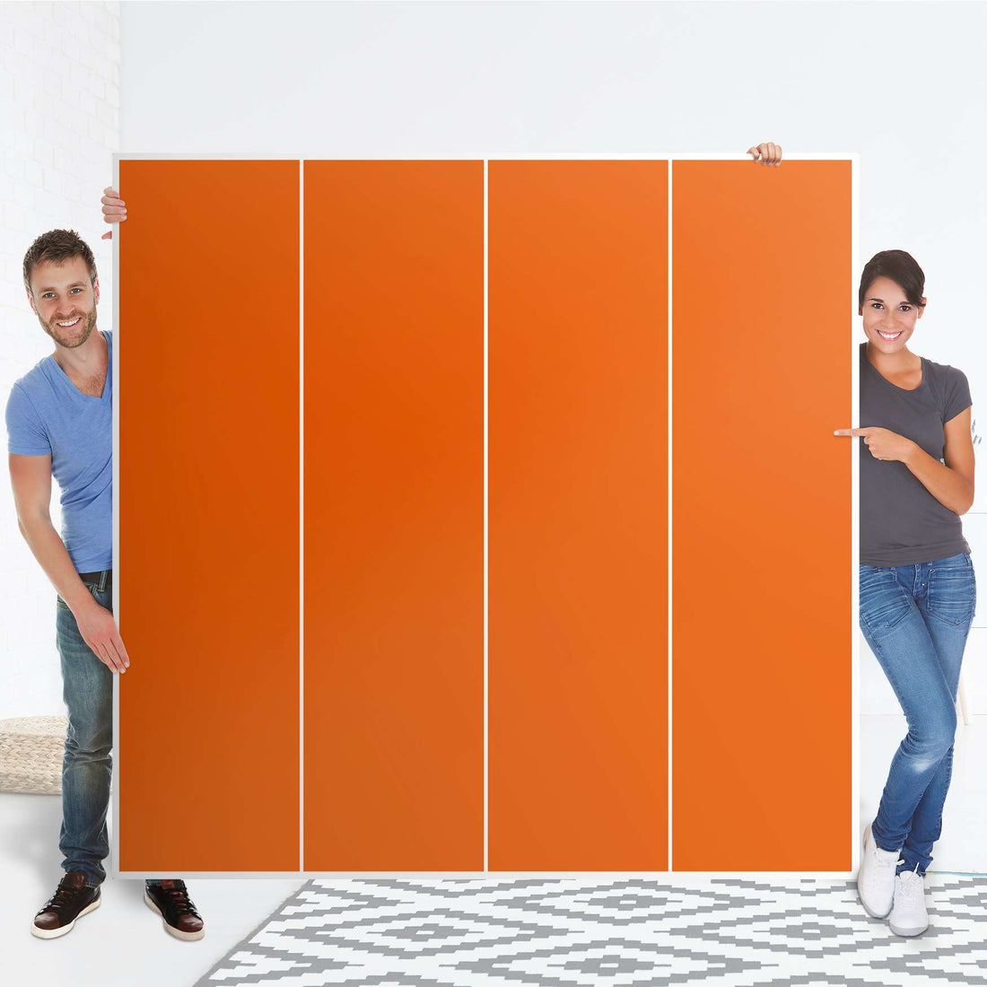 Klebefolie für Schränke Orange Dark - IKEA Pax Schrank 201 cm Höhe - 4 Türen - Folie