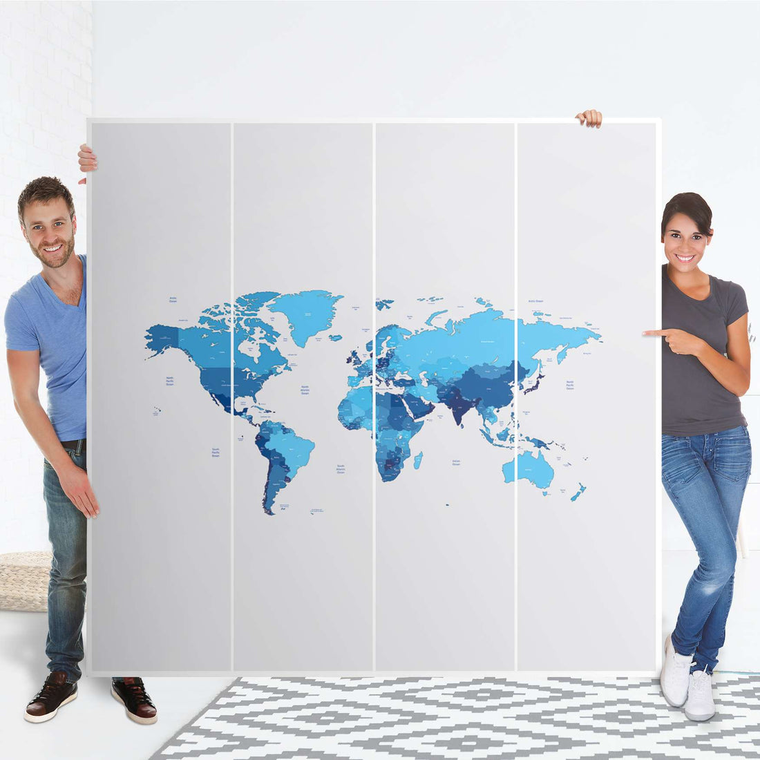 Klebefolie für Schränke Politische Weltkarte - IKEA Pax Schrank 201 cm Höhe - 4 Türen - Folie