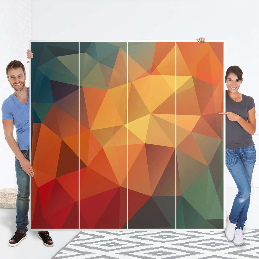 Klebefolie für Schränke Polygon - IKEA Pax Schrank 201 cm Höhe - 4 Türen - Folie