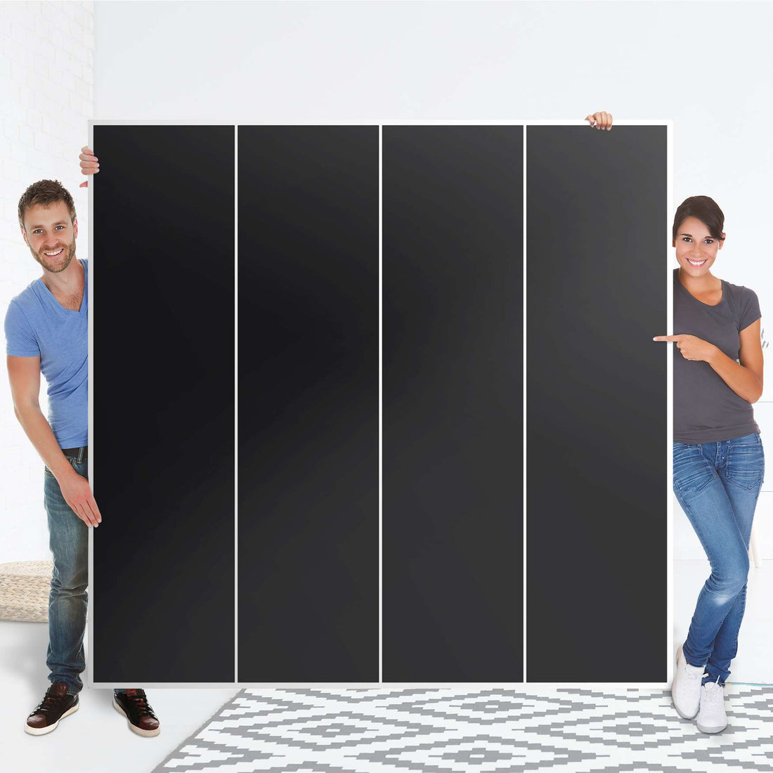 Klebefolie für Schränke Schwarz - IKEA Pax Schrank 201 cm Höhe - 4 Türen - Folie