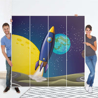 Klebefolie für Schränke Space Rocket - IKEA Pax Schrank 201 cm Höhe - 4 Türen - Folie