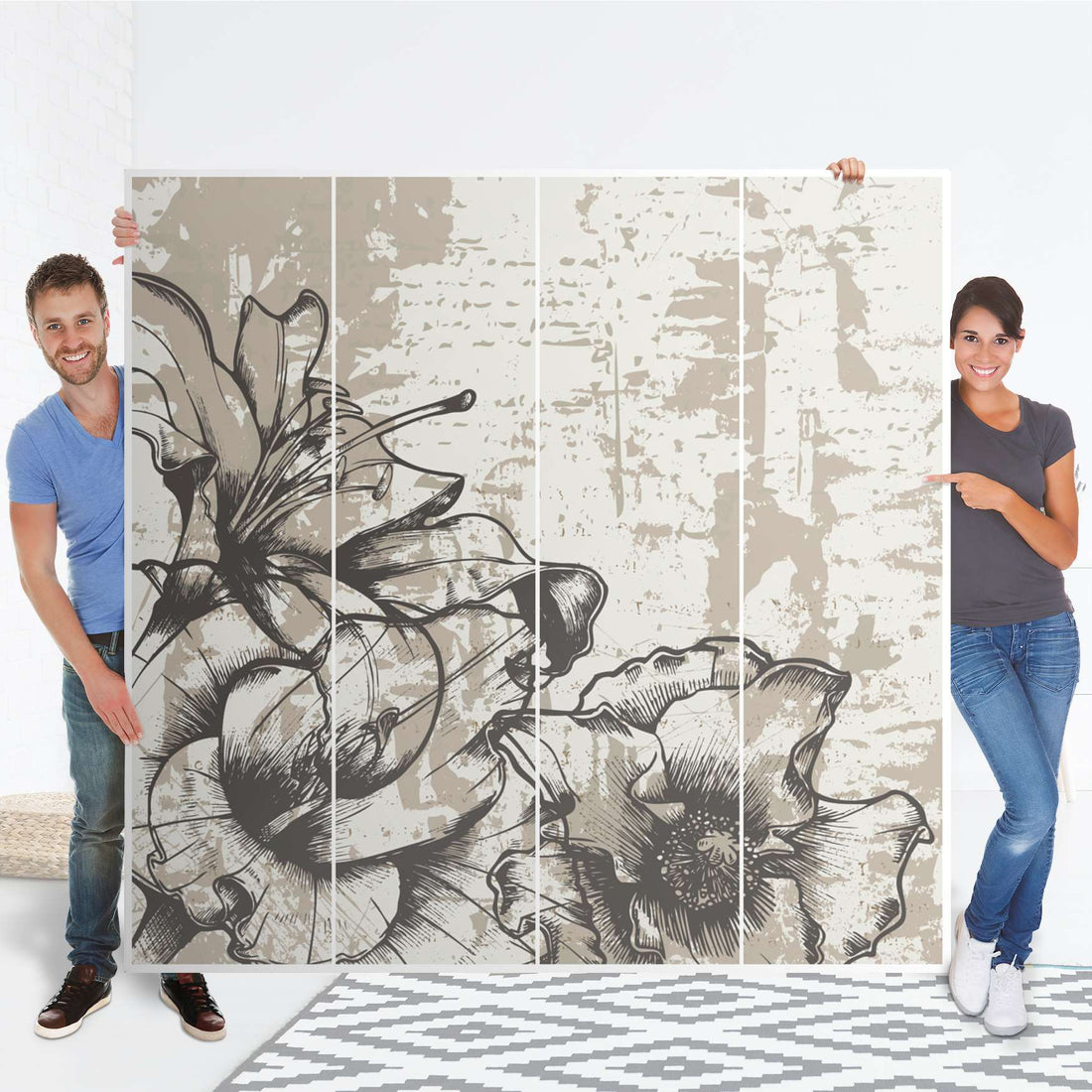 Klebefolie für Schränke Styleful Vintage 1 - IKEA Pax Schrank 201 cm Höhe - 4 Türen - Folie
