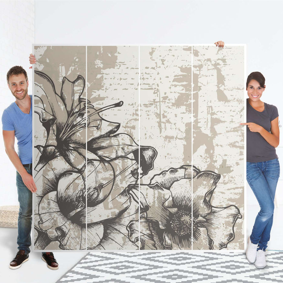 Klebefolie für Schränke Styleful Vintage 1 - IKEA Pax Schrank 201 cm Höhe - 4 Türen - Folie