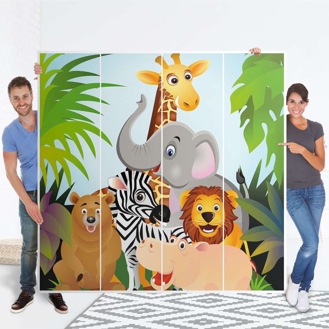 Klebefolie für Schränke Wild Animals - IKEA Pax Schrank 201 cm Höhe - 4 Türen - Folie