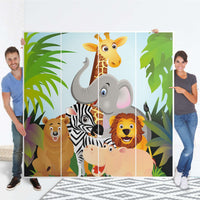 Klebefolie für Schränke Wild Animals - IKEA Pax Schrank 201 cm Höhe - 4 Türen - Folie