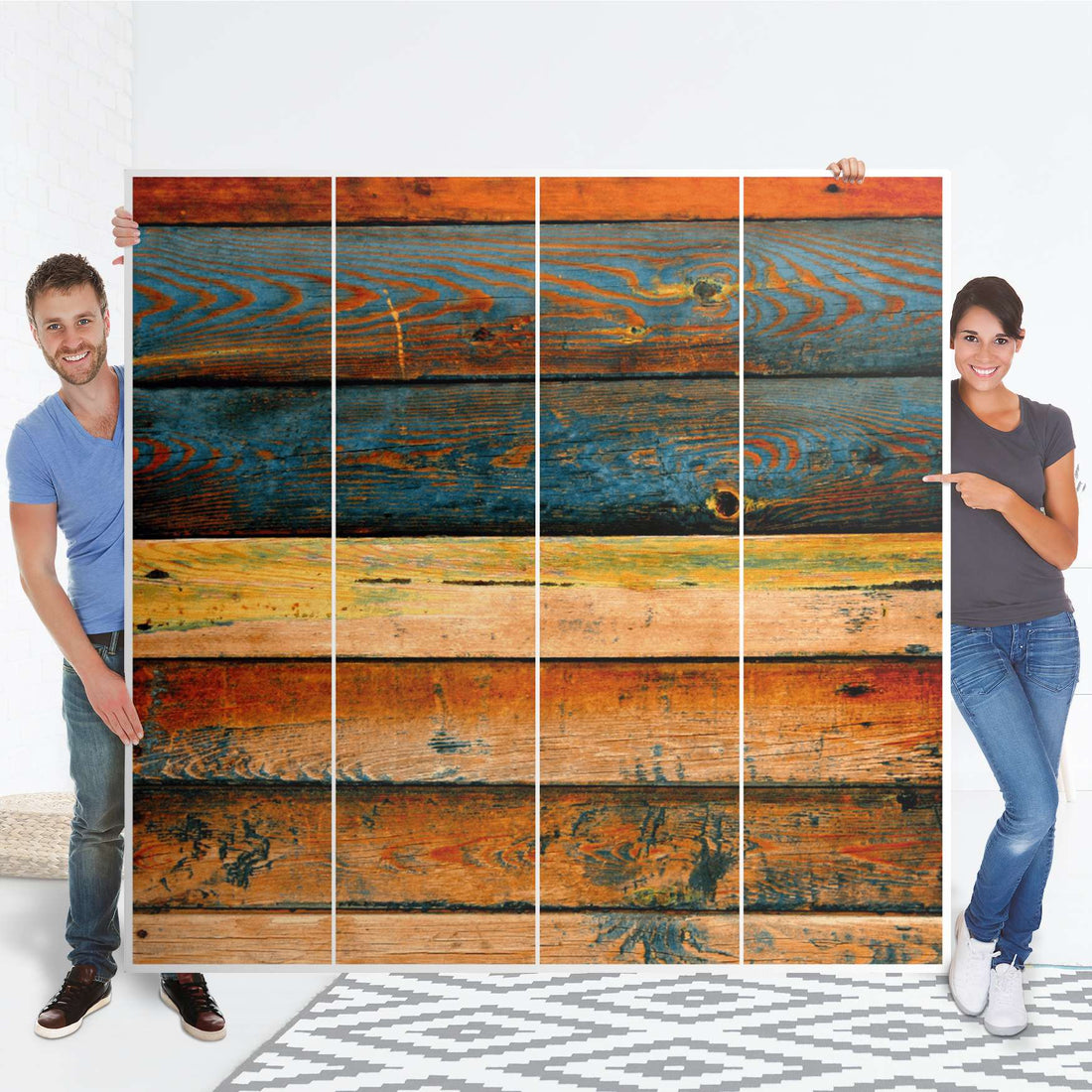 Klebefolie für Schränke Wooden - IKEA Pax Schrank 201 cm Höhe - 4 Türen - Folie