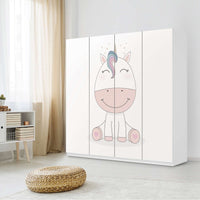 Klebefolie für Schränke Baby Unicorn - IKEA Pax Schrank 201 cm Höhe - 4 Türen - Kinderzimmer