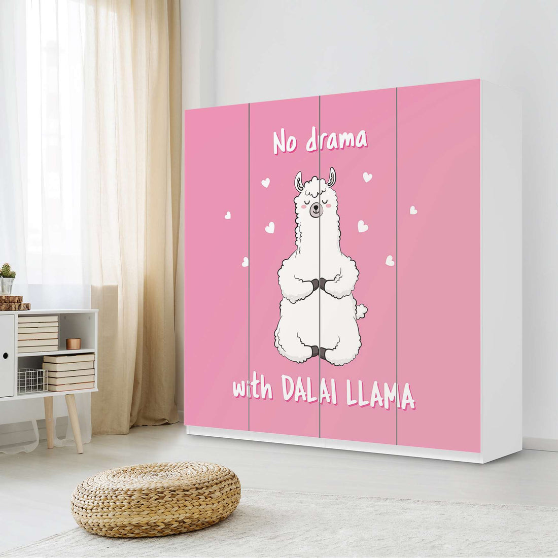 Klebefolie für Schränke Dalai Llama - IKEA Pax Schrank 201 cm Höhe - 4 Türen - Kinderzimmer