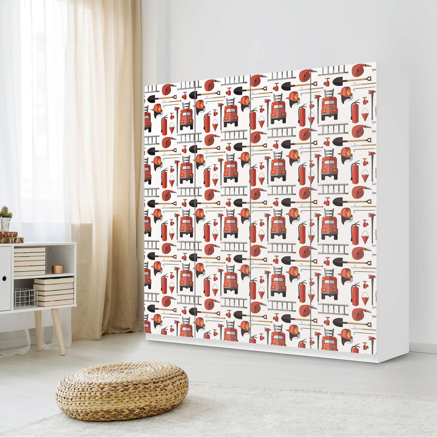 Klebefolie für Schränke Firefighter - IKEA Pax Schrank 201 cm Höhe - 4 Türen - Kinderzimmer