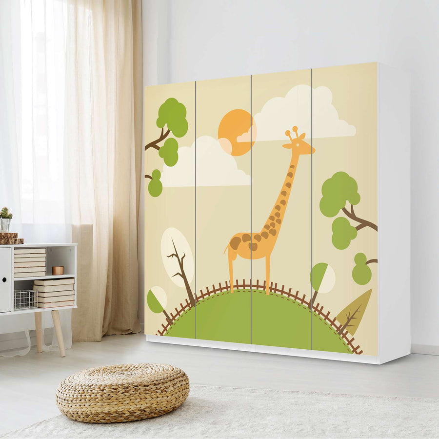 Klebefolie für Schränke Mountain Giraffe - IKEA Pax Schrank 201 cm Höhe - 4 Türen - Kinderzimmer