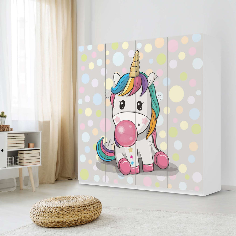 Klebefolie für Schränke Rainbow das Einhorn - IKEA Pax Schrank 201 cm Höhe - 4 Türen - Kinderzimmer