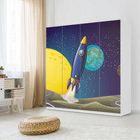 Klebefolie für Schränke Space Rocket - IKEA Pax Schrank 201 cm Höhe - 4 Türen - Kinderzimmer