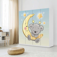 Klebefolie für Schränke Teddy und Mond - IKEA Pax Schrank 201 cm Höhe - 4 Türen - Kinderzimmer