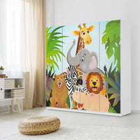 Klebefolie für Schränke Wild Animals - IKEA Pax Schrank 201 cm Höhe - 4 Türen - Kinderzimmer