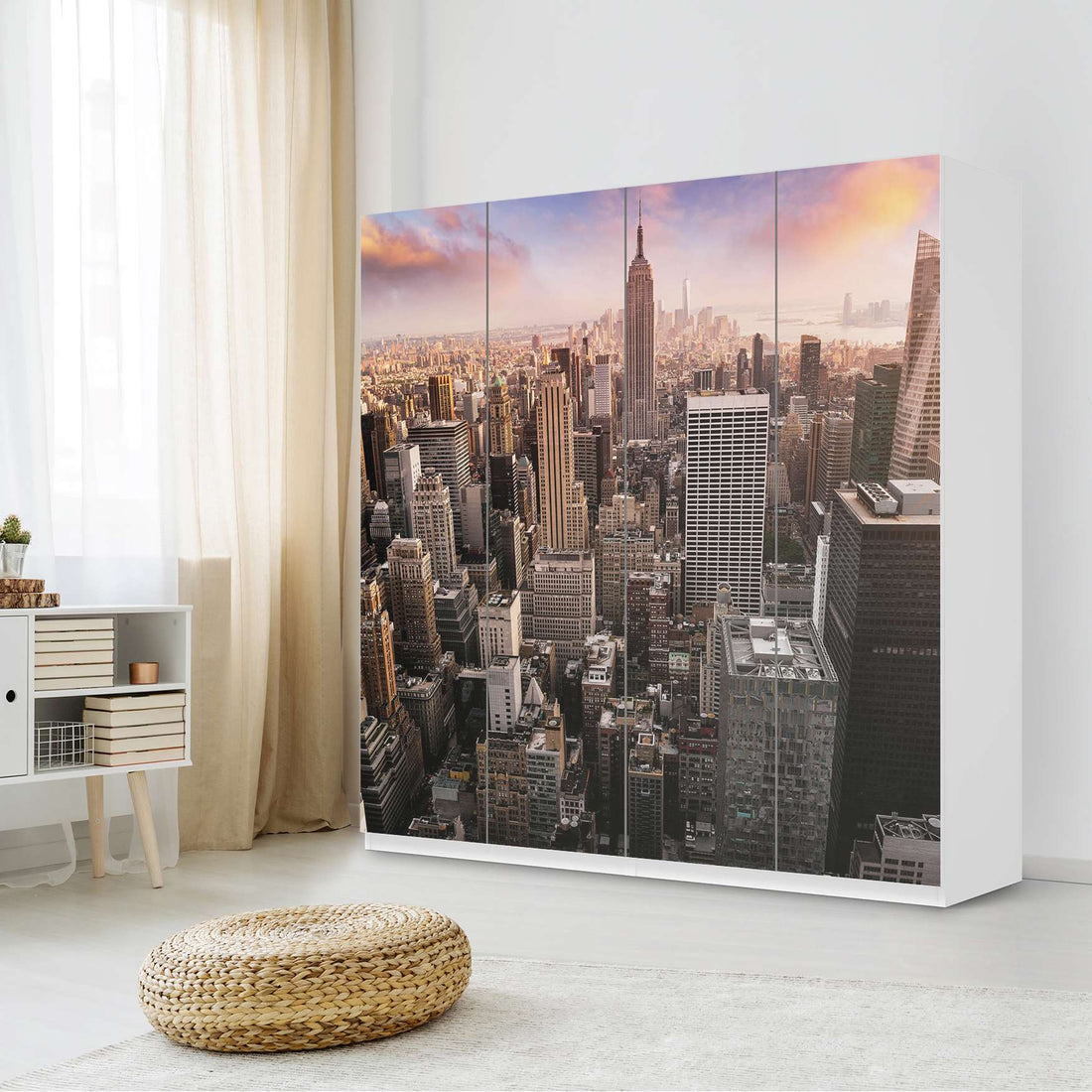 Klebefolie für Schränke Big Apple - IKEA Pax Schrank 201 cm Höhe - 4 Türen - Schlafzimmer