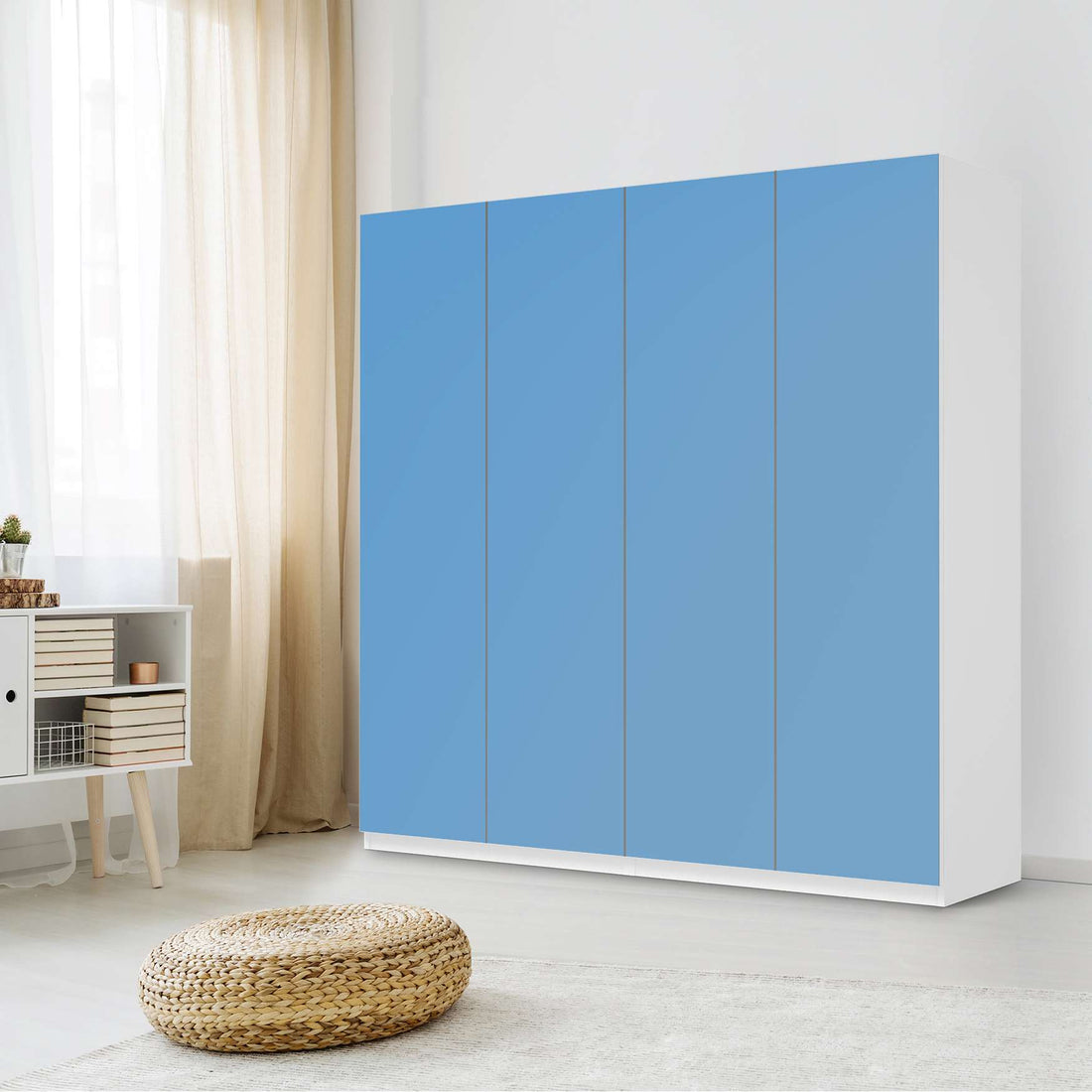 Klebefolie für Schränke Blau Light - IKEA Pax Schrank 201 cm Höhe - 4 Türen - Schlafzimmer