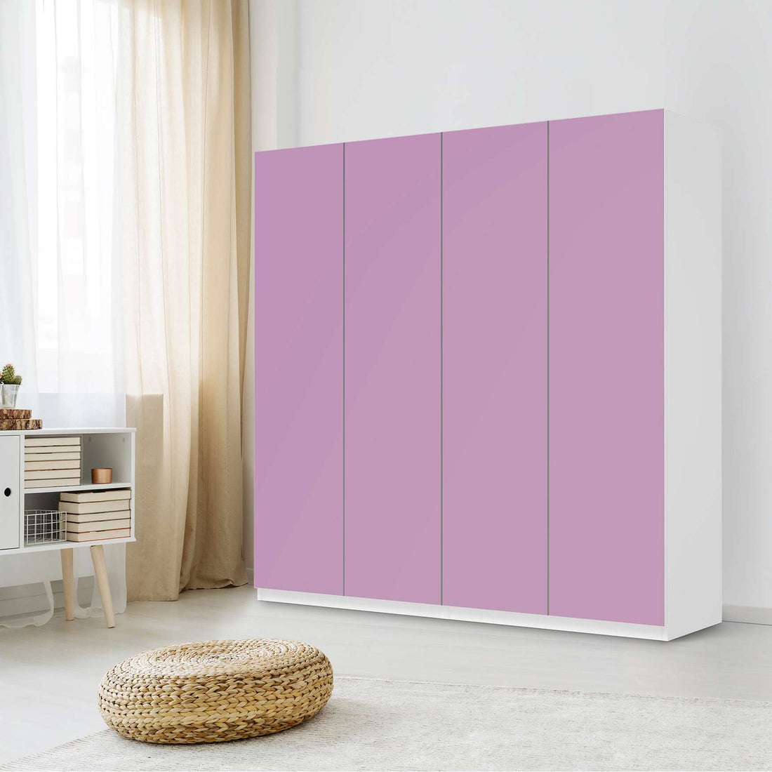 Klebefolie für Schränke Flieder Light - IKEA Pax Schrank 201 cm Höhe - 4 Türen - Schlafzimmer