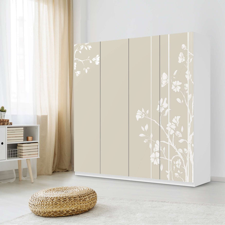 Klebefolie für Schränke Florals Plain 3 - IKEA Pax Schrank 201 cm Höhe - 4 Türen - Schlafzimmer