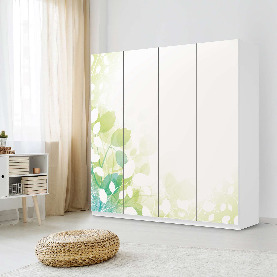 Klebefolie für Schränke Flower Light - IKEA Pax Schrank 201 cm Höhe - 4 Türen - Schlafzimmer