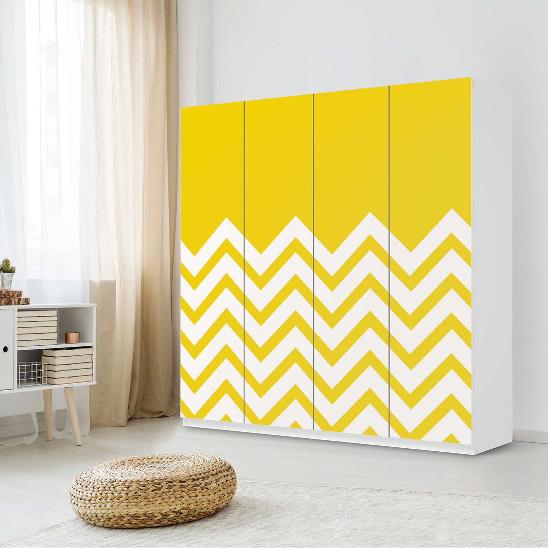 Klebefolie für Schränke Gelbe Zacken - IKEA Pax Schrank 201 cm Höhe - 4 Türen - Schlafzimmer