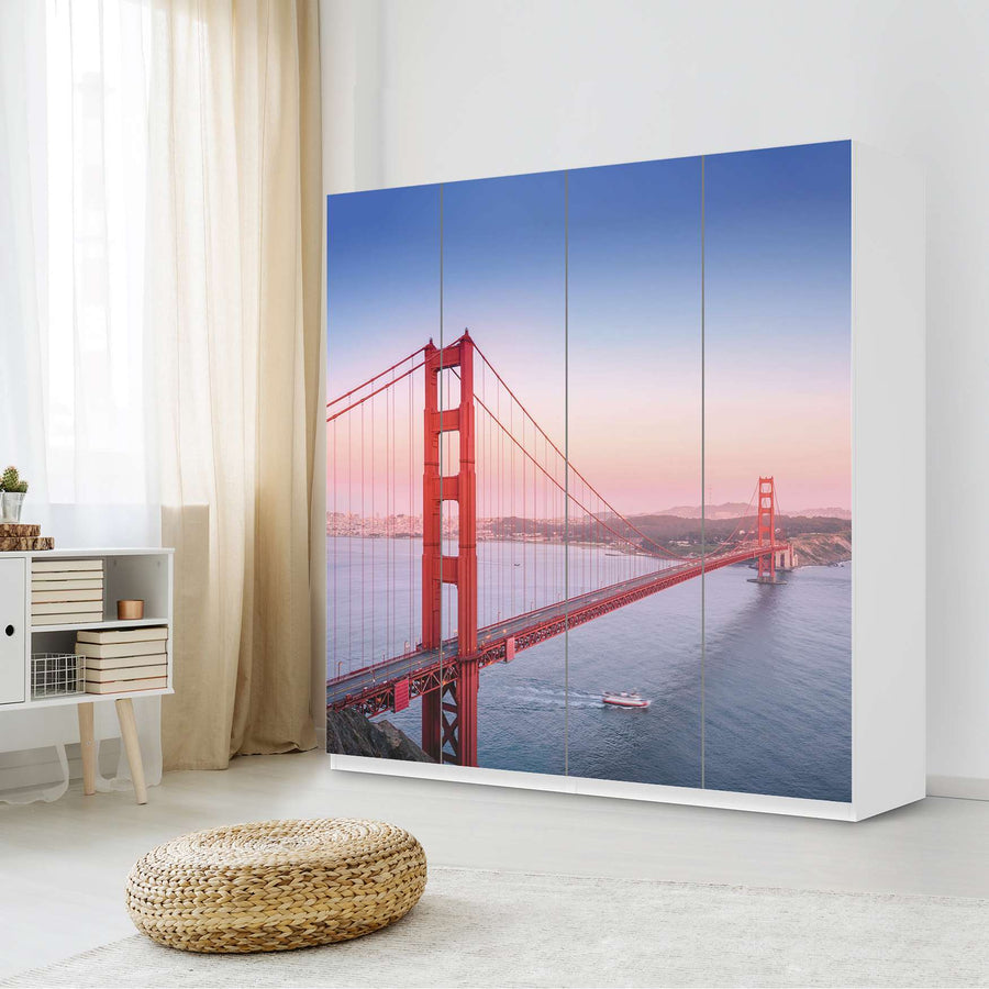 Klebefolie für Schränke Golden Gate - IKEA Pax Schrank 201 cm Höhe - 4 Türen - Schlafzimmer