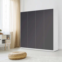Klebefolie für Schränke Grau Dark - IKEA Pax Schrank 201 cm Höhe - 4 Türen - Schlafzimmer
