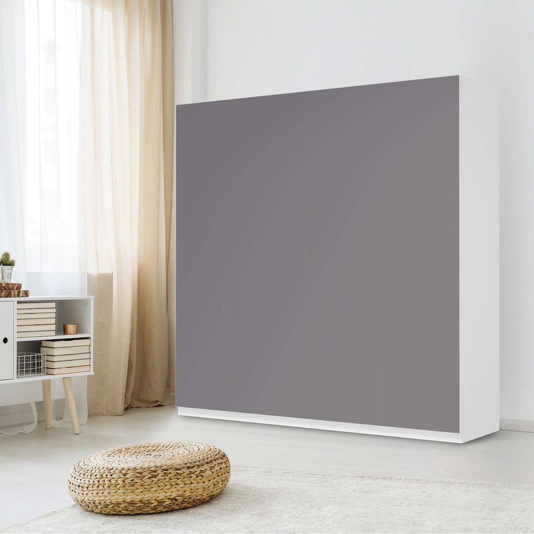 Klebefolie für Schränke Grau Light - IKEA Pax Schrank 201 cm Höhe - 4 Türen - Schlafzimmer