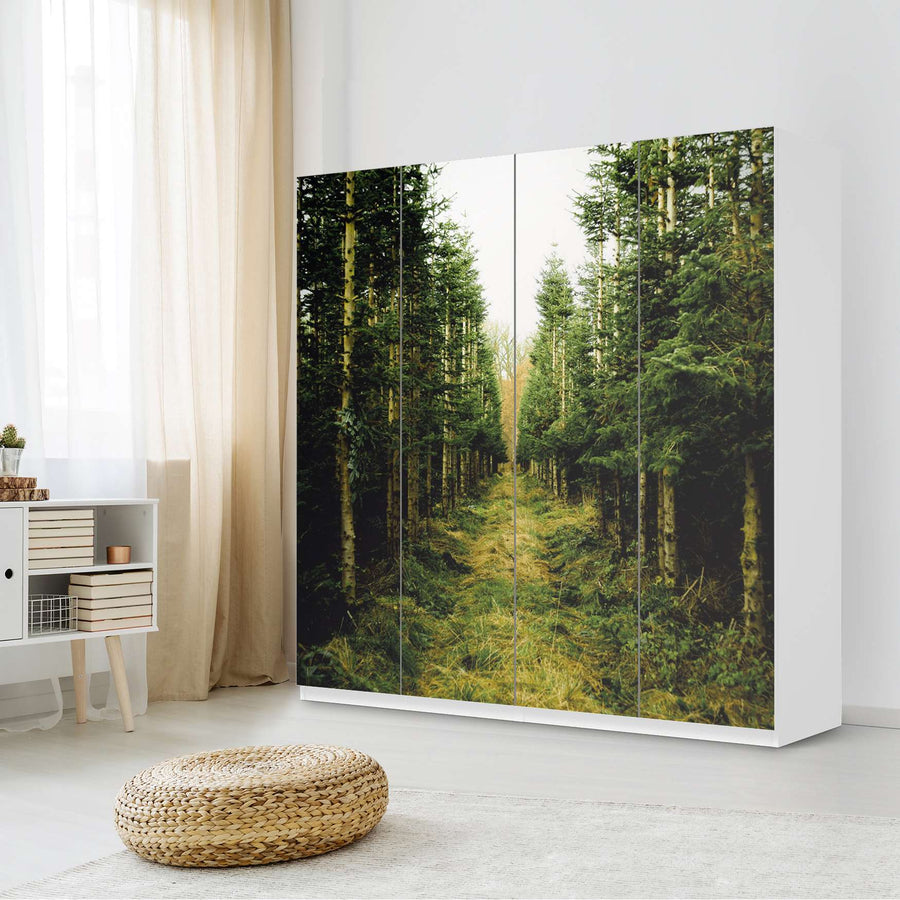 Klebefolie für Schränke Green Alley - IKEA Pax Schrank 201 cm Höhe - 4 Türen - Schlafzimmer