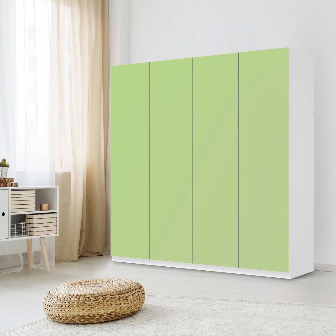 Klebefolie für Schränke Hellgrün Light - IKEA Pax Schrank 201 cm Höhe - 4 Türen - Schlafzimmer