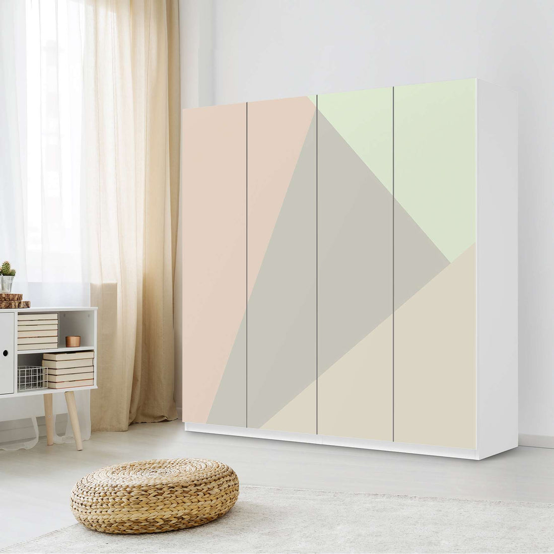 Klebefolie für Schränke Pastell Geometrik - IKEA Pax Schrank 201 cm Höhe - 4 Türen - Schlafzimmer