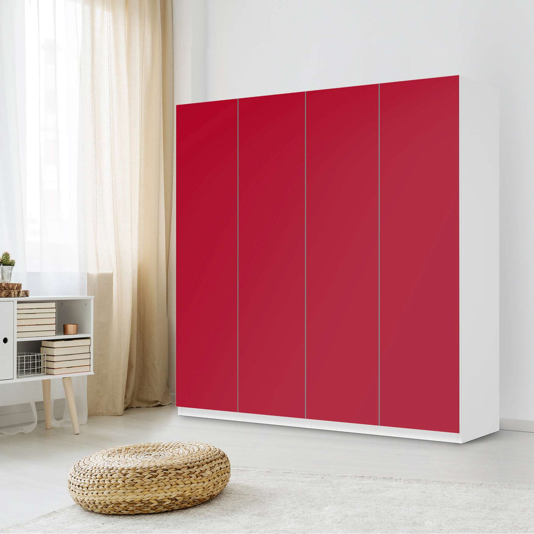 Klebefolie für Schränke Rot Dark - IKEA Pax Schrank 201 cm Höhe - 4 Türen - Schlafzimmer